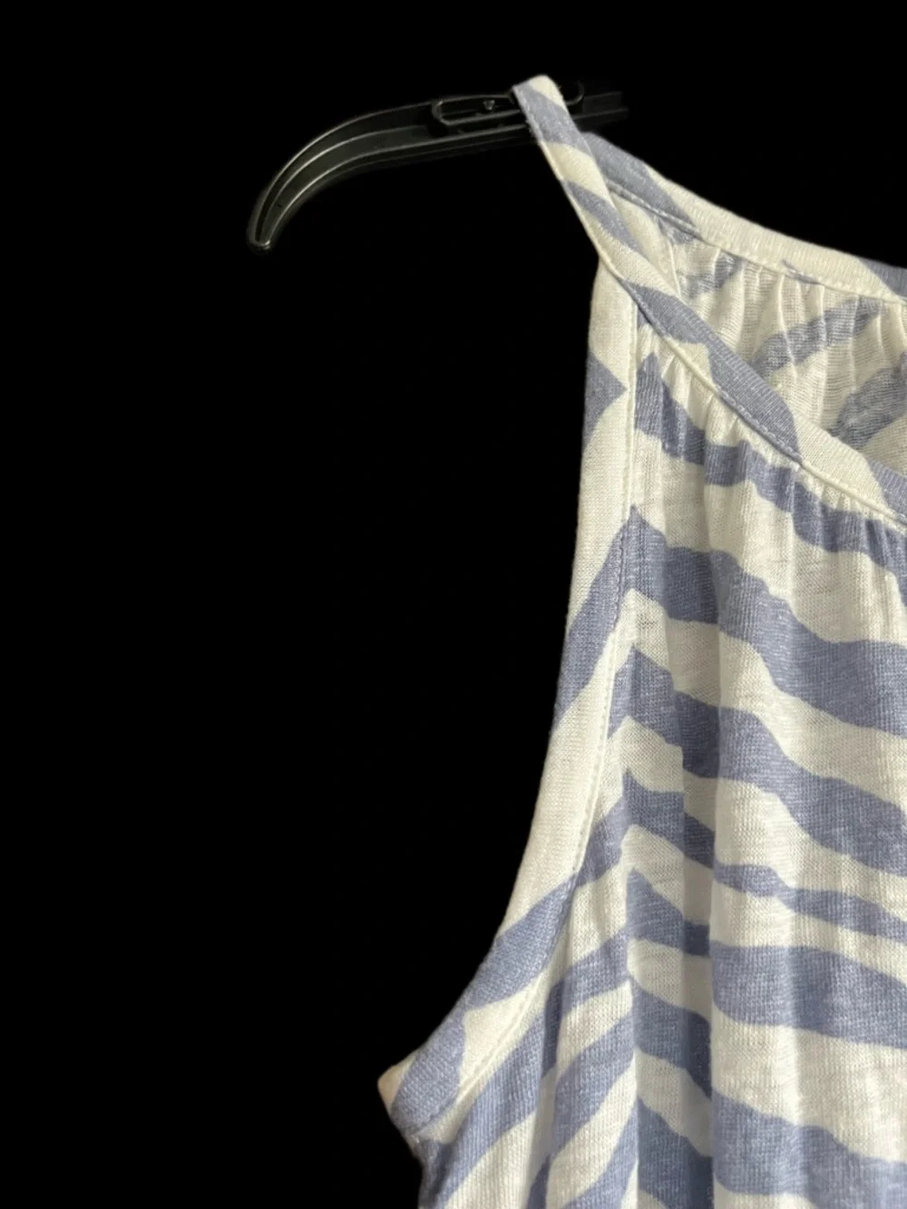 Tahari 100% Linen Blue and White Zebra Print Tank Top Medium - Picture 3 of 8